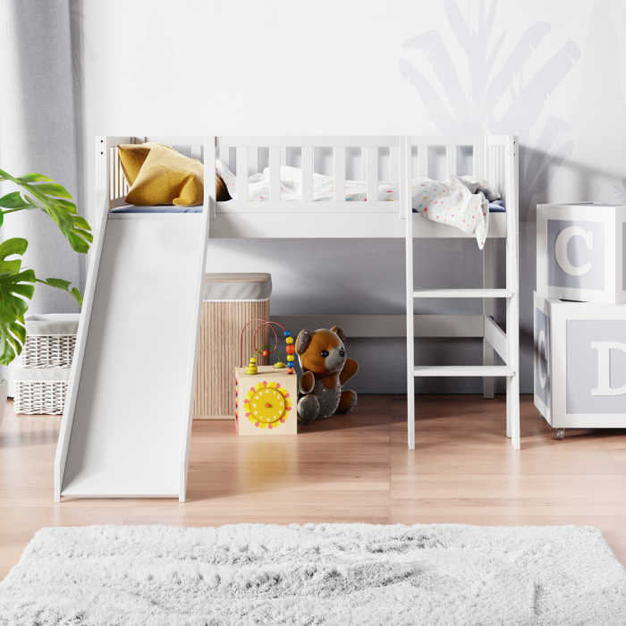 kinderbed halfhoog met glijbaan design